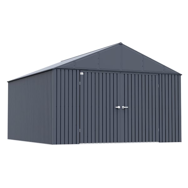 Elite Galvalume Steel Premium Shed Storage Shed, 12 ft x 14 ft, Anthracite